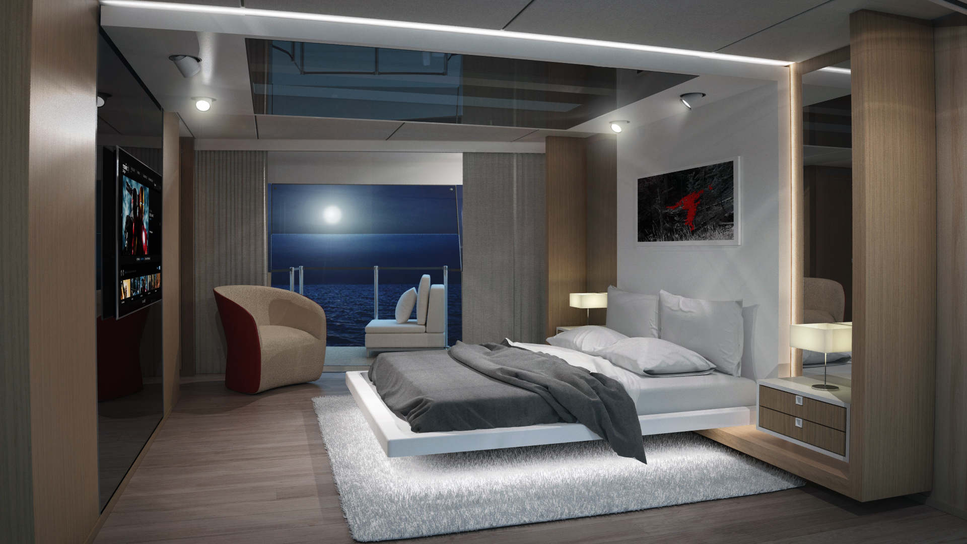 Luxi95,solar motoryacht,superyacht,luxury interiors, master